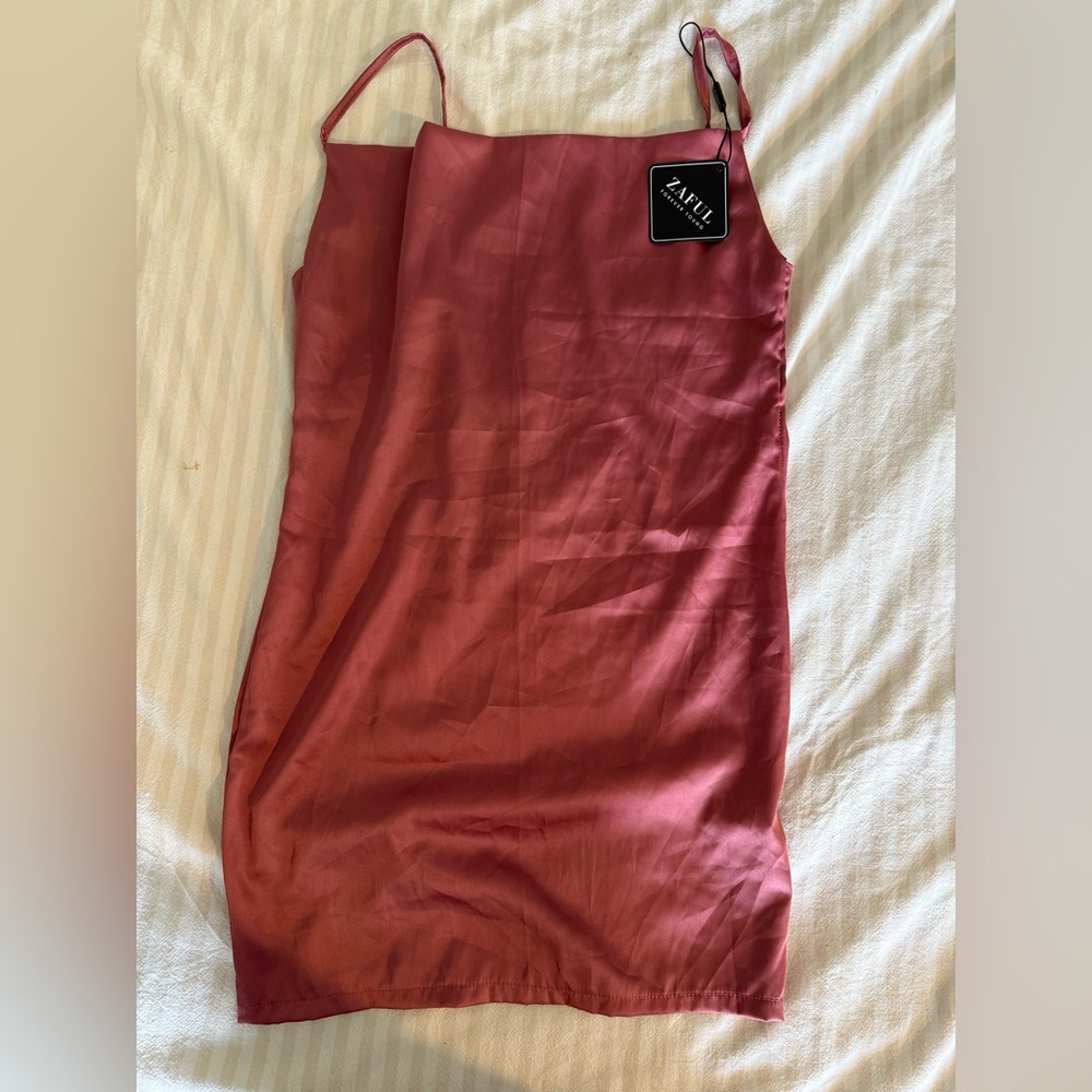 Zara Satin Slip Dress in Rose
